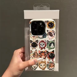 Adorable Kawaii Cat Design Phone Case - Y2K Minimalist Cover for iPhone 15 Plus (White 1)