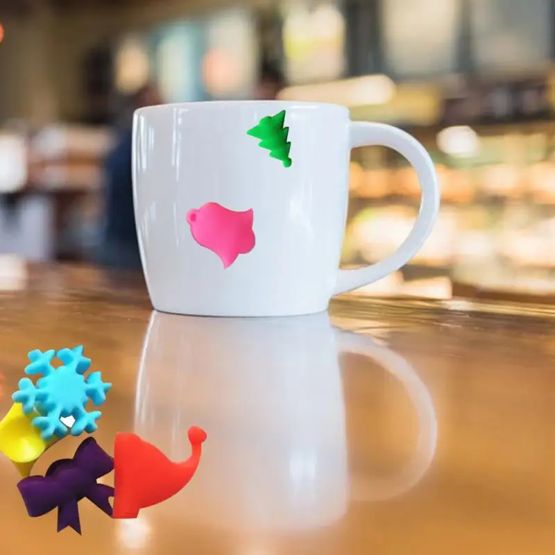 1~10PCS Silicone Wine Cup Suction Cup Label Christmas Party Identifier Wine Bottle Recognizer Marker Mark Sign