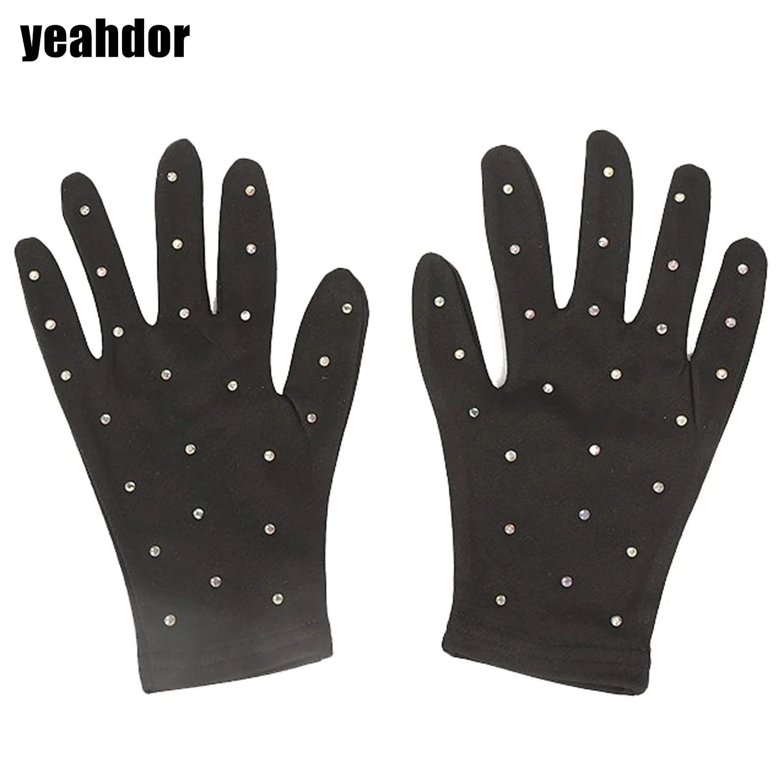 

1 Pair Womens Figure Skating Gloves Children Adult Sparkly Rhinestones Gloves for Performance Competition