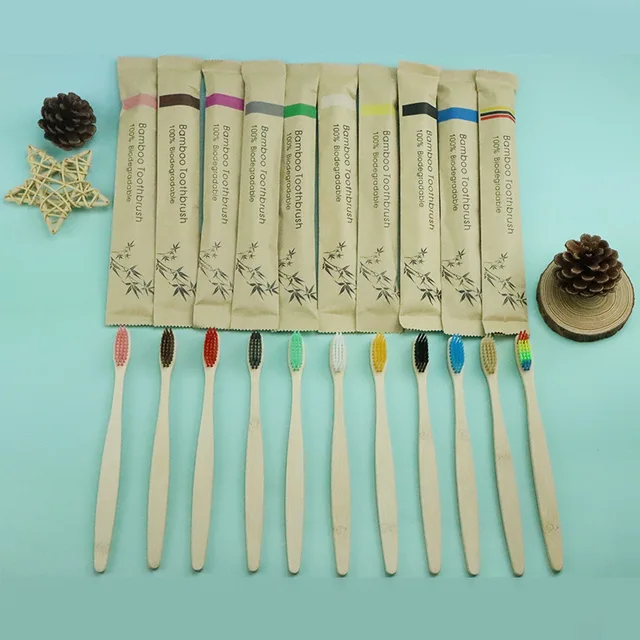 10Pcs Colorful Toothbrush Natural Bamboo Tooth Brush Set Soft Bristle Charcoal Teeth Eco Bamboo Toothbrushes Dental Oral Care 1
