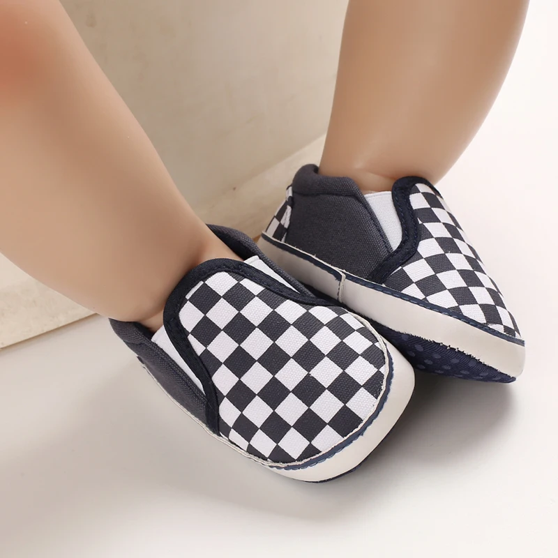 Fashion Spring and Autumn 0-1 Year Old Baby Shoes Boys and Girls Checkered Print Canvas soft sole newborn's first step in learni Sb8ad6bb367d34f6b8585372aeda27814y