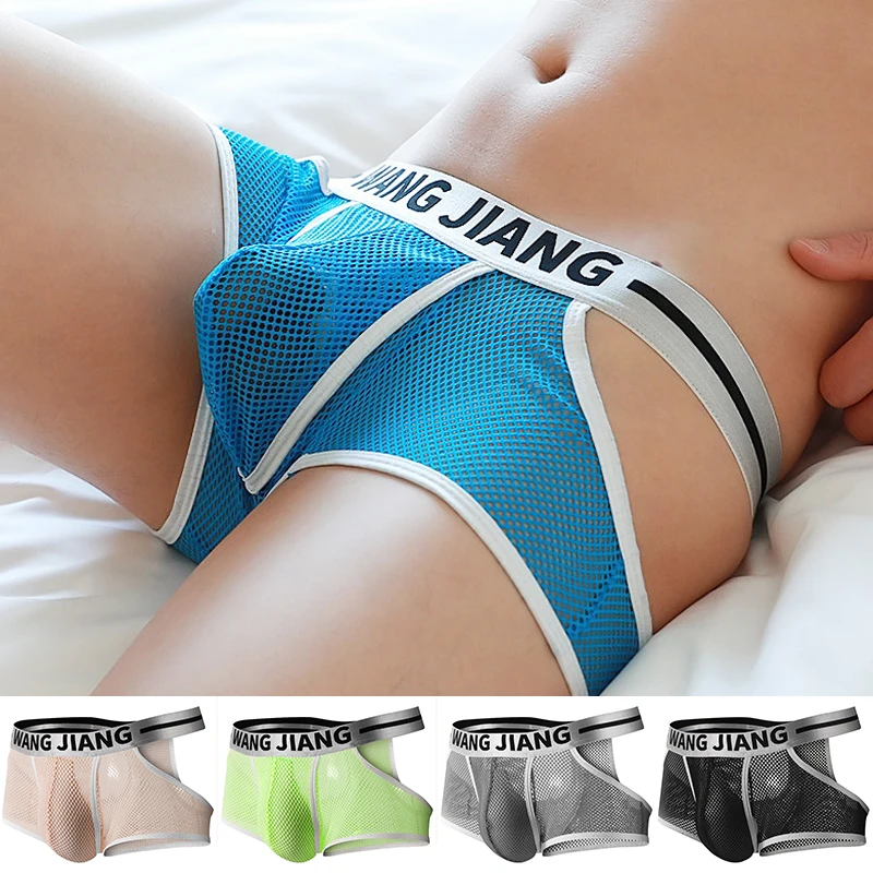 

Sexy Men Mesh Hole Underwear Boxers Short Underpants Plus Size Transparent Panties Briefs Breathable Comfortable