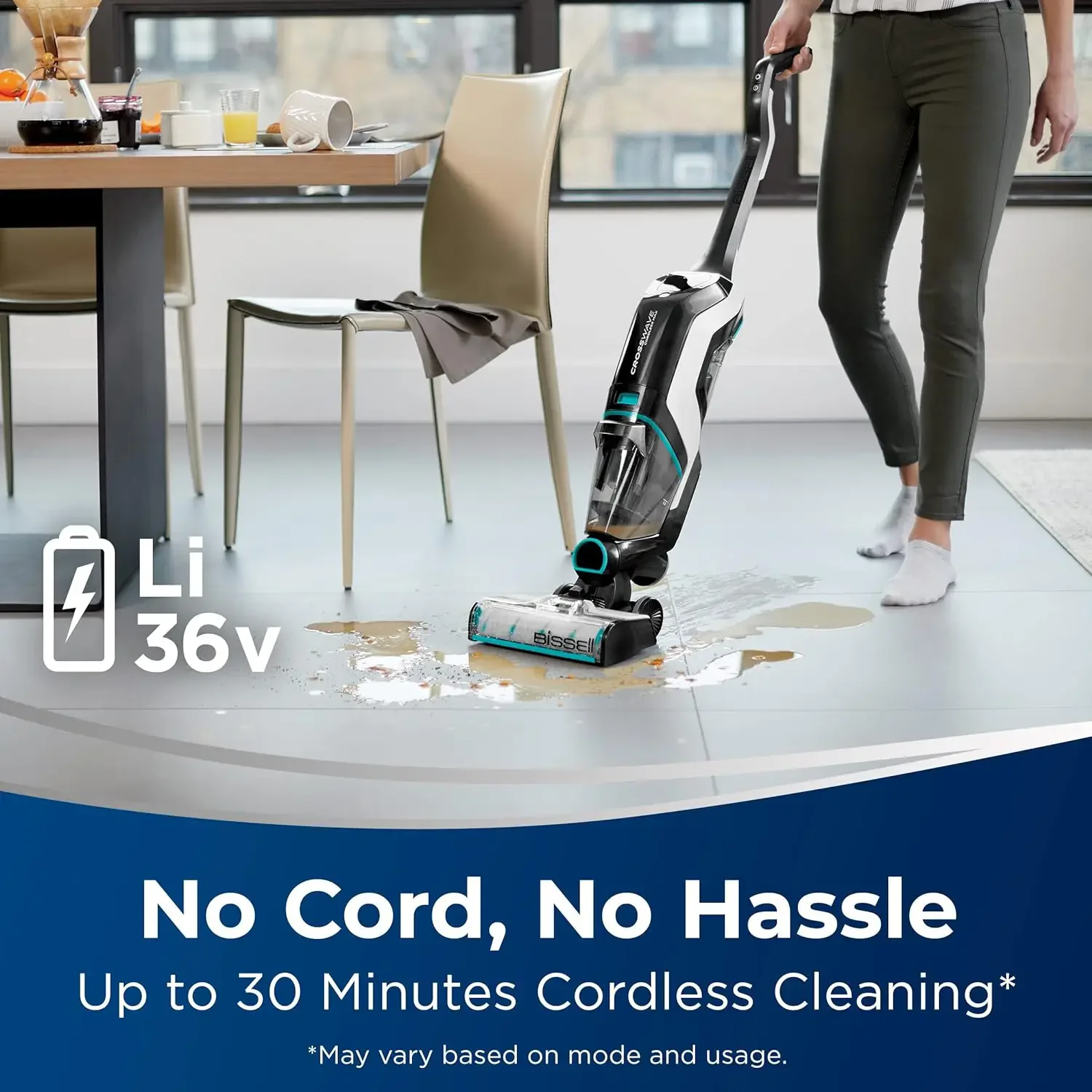 BISSELL CrossWave Cordless Max All in One Wet-Dry Vacuum Cleaner and Mop for Hard Floors and Area Rugs, Black, 2554A 3