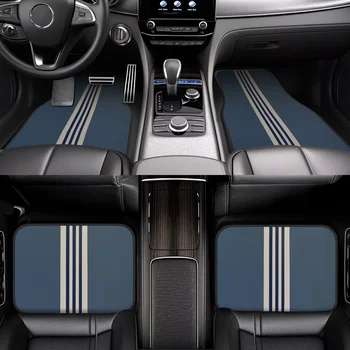 Set di 4 tappetini per auto con un aspetto sofisticato e un design a righe iconico, perfettamente progettati con motivi personalizzati, adatti per auto, camion e SUV, resistenti e facili da pulire, adatti a tutte le stagioni, perfetti per gli appassionati di auto, ideali come regalo per amici e familiari.