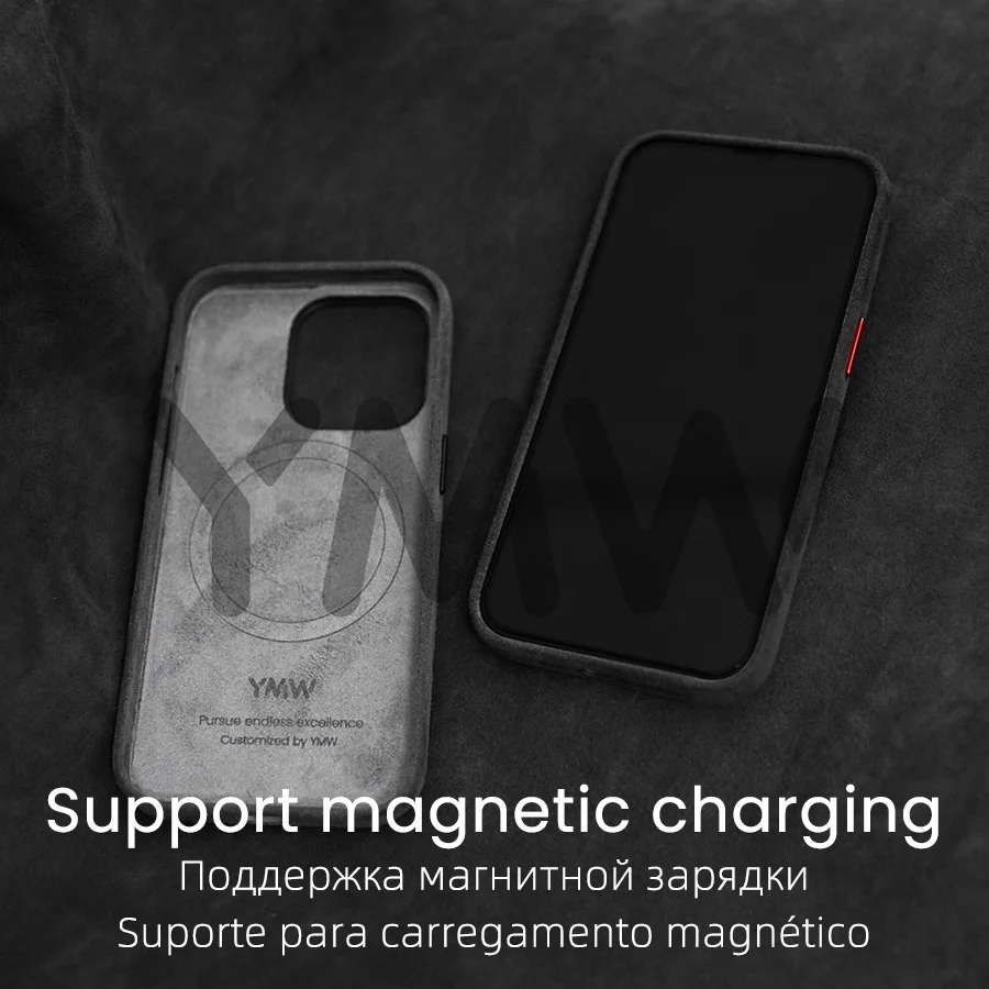 Фото Магнитный чехол с алькантарой для iPhone 15 Pro Max 14 13 12 mini, Роскошные замшевые чехлы для телефона из искусственной кожи Supercar №5