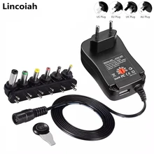 조절 가능한 AC/DC 어댑터, 범용 어댑터 충전기, LED 전구 스트립 CCTV용, 3V 4.5V 5V 6V 7.5V 9V 12V 2A 2.5A
