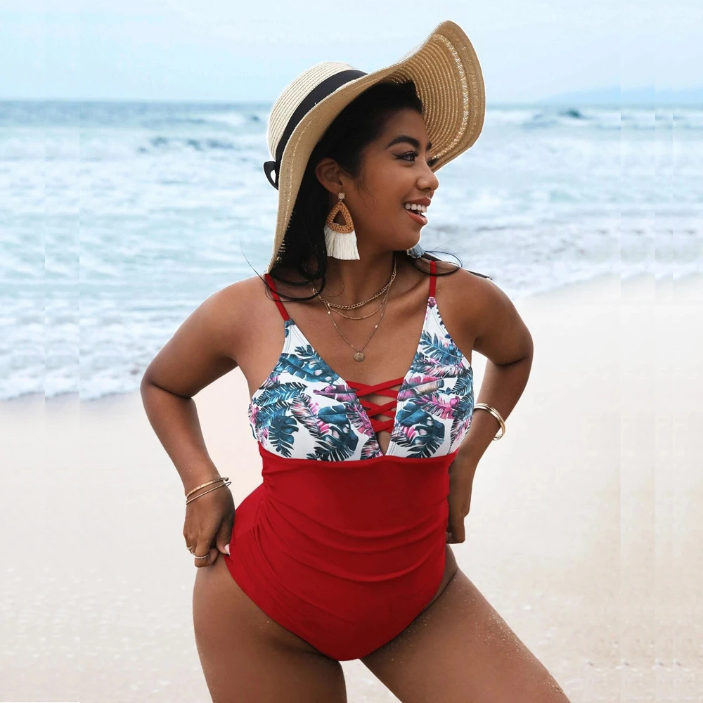 Floral One Piece Swimsuit Swimwear Women Swimsuit Deep V Bathing Suits Swimming Suit For Women High Waist Beach Wear Swim Suit Body Suits Aliexpress