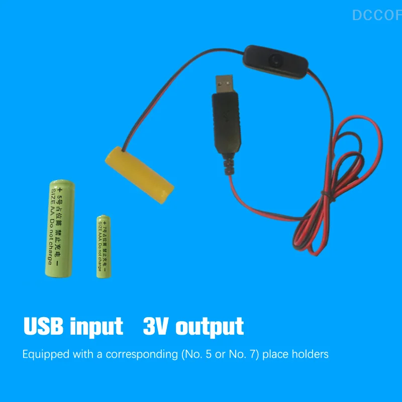 더미 배터리 어댑터 USB 전원 공급 장치 스위치 케이블, 원격 카메라 장난감 LED 스트립용 배터리 교체