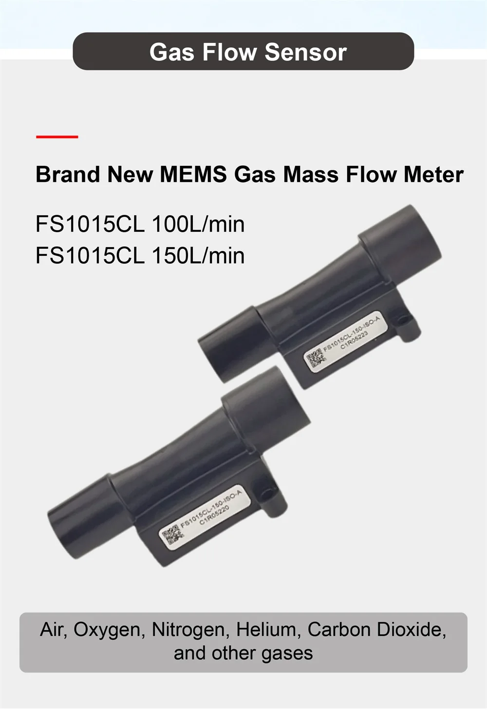 Gas Mass Flow Sensor FS1015CL for Oxygen Air Nitrogen Argon Ventilator Anesthesi