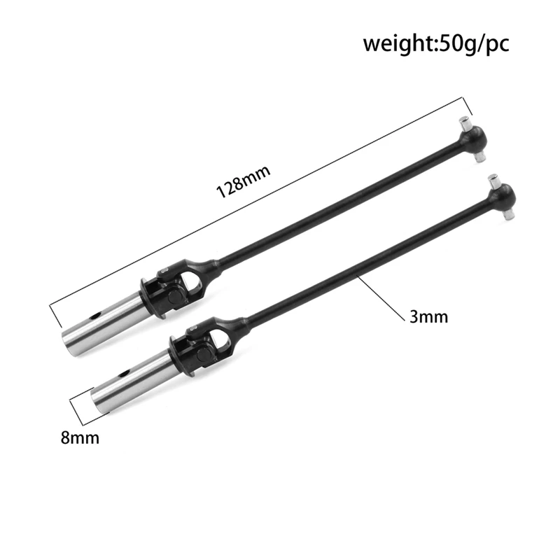New-2Pcs Metal Front Rear Universal Joint Drive Shaft CVD E2218 For MBX8/MBX7R/7 RC Car Upgrade Parts Accessories