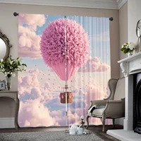2pcs, spring summer Curtains Sakura and the man in the red dress Light Filtering Sheer Curtains Versatile Durable Polyester 1