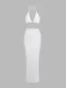 Summer New white Elegant Embroidered Hollow Beach Skirt Set Sexy Transparent Vest With Long Skirt Women's 2-piece Set 5