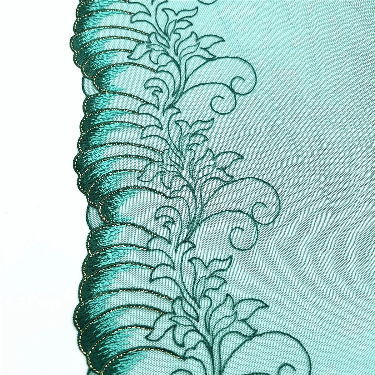 3y/lot Width 25cm Green Shiny Non-Elastic Embroidery Lace Trim Clothing Accessories Dress Sewing Applique Costume Lace Wedding 3