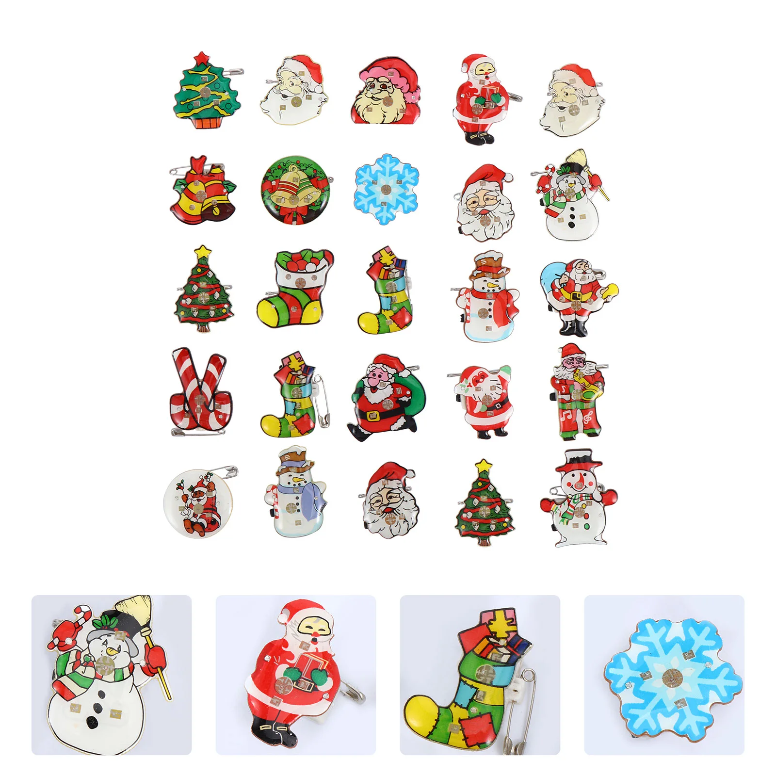 

25pcs Christmas Party Brooches Luminous Badges Unique Pin (Random Style)