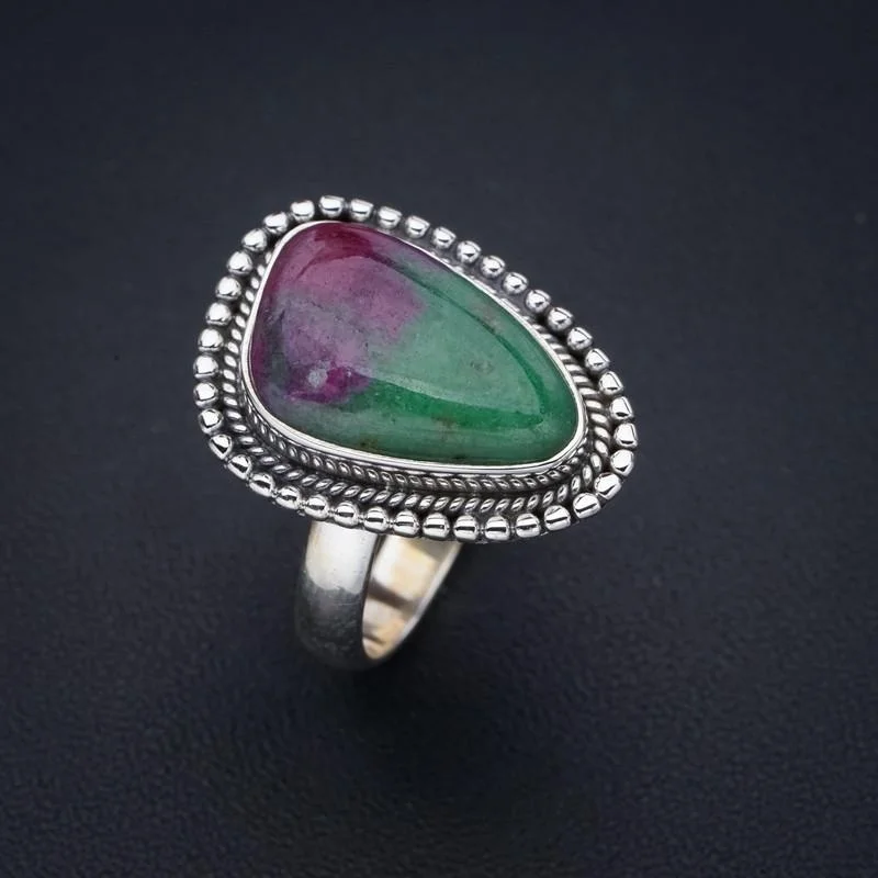 

StarGems Ruby Zoisite ручной работы 925 пробы Серебряное кольцо 9,5 F1331