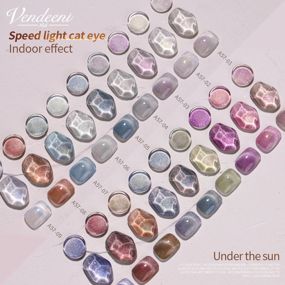 

Vendeeni 9 Colors Discolored Cat Eye Gel Nail Polish Light Changes Color Magnetic UV Soak Off Gel Varnish Nail Art Gel Lacquer