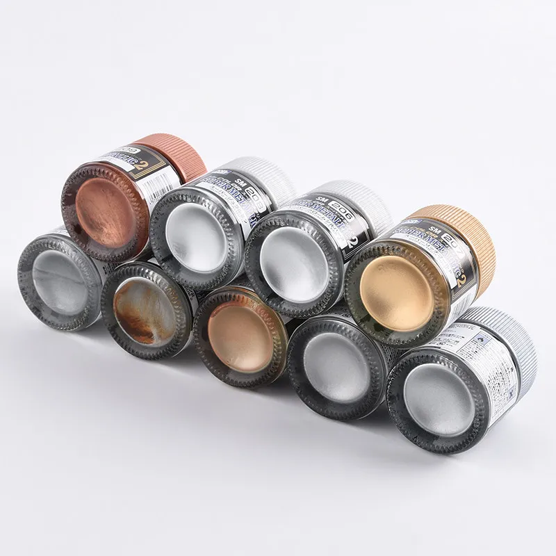 10ML 슈퍼 전기도금 효과 메탈릭 오일 페인트 새로운 시리즈 SM201-SM212 플라스틱 모델 채색용 모델 페인팅 도구