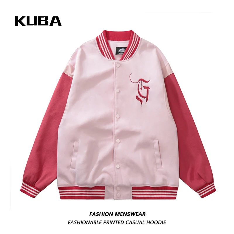 American Style Street Fried Letters Embroidered Male and Female Student Couple Oversize Casual Baseball Jacket