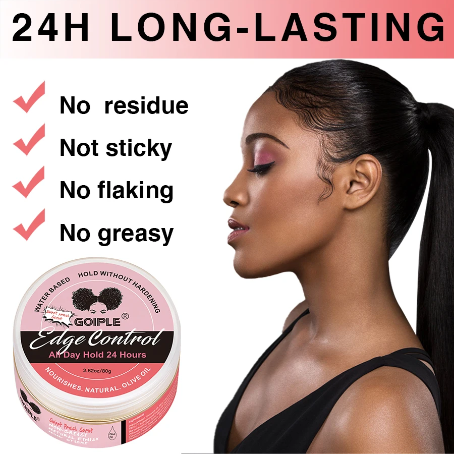 80g Extra Hold Edge Control Gel for Wig 4c Hair 24 Hour Long Lasting Control Gel No-greasy Edge Smoothing Break Hair Styling Wax 4