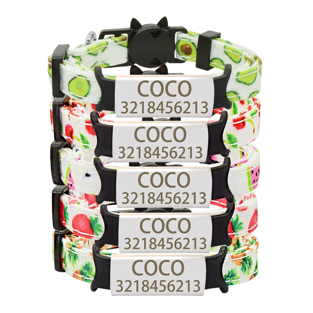 Cute Summer Fruit Cat Collar Bell Personalized Name Tag Cat Collar