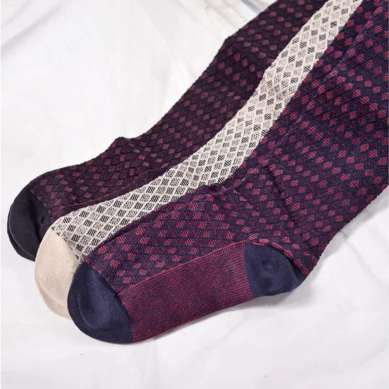 British Style Women Retro Lozenge Pantyhose Thick Wool Blend Soft Elastic Fashion Knit Warm Tights