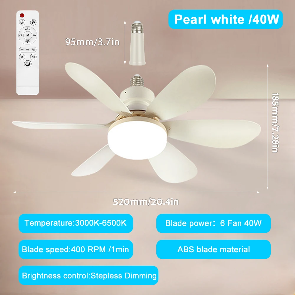 Lumière de ventilateur de plafond avec pales repliées