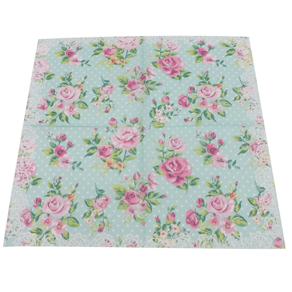 Color Printing Paper Napkins 20 Pcs Rose Wedding Party Table Decoration Disposable Tableware paper napkins tissue paper decoration