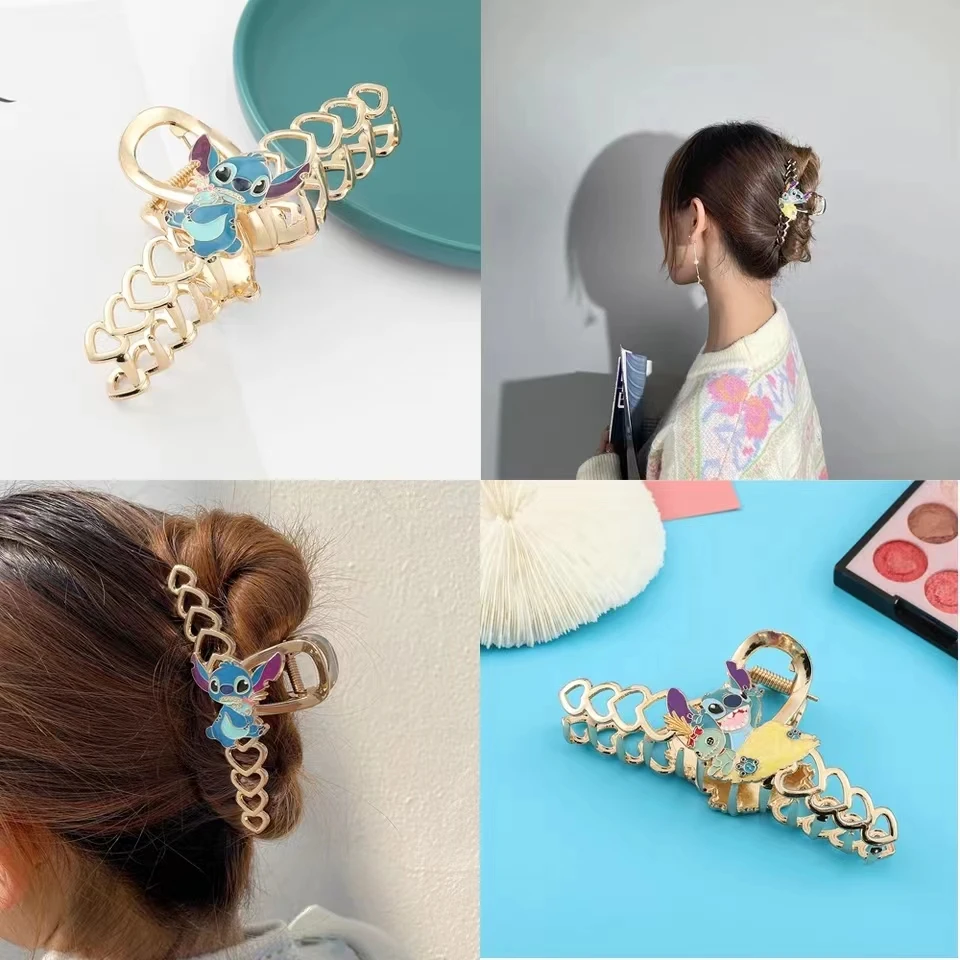 

Anime Cartoon Lilo & Stitch Metal Hair Claw Elegant Gold Stitch Hair Clips Barrette Crab Headband Ponytail Clip Headwear