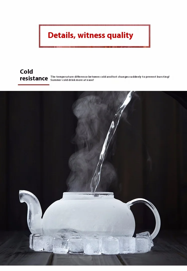 HMLOVE Heat Resistant Glass Teapot With Stainless Steel Tea Strainer Infuser Flower Kettle Kung Fu Teawear Set Puer Oolong Pot