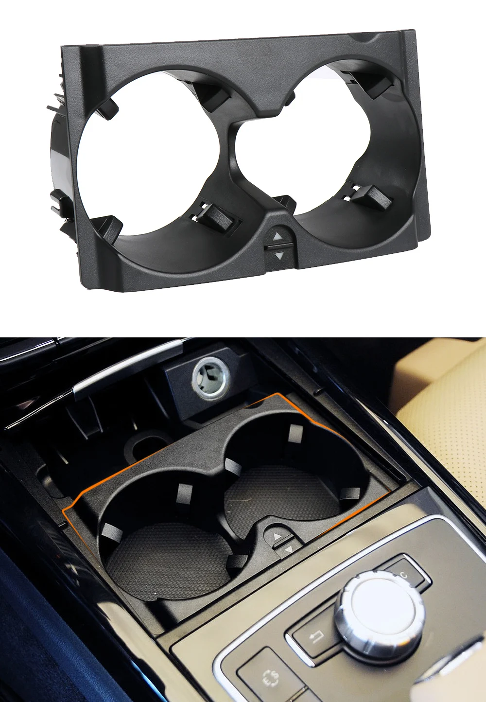Porte-Gobelet Console Centrale Avant BMW E90 E91 E92 E93 – Noir Mat, ABS Robuste Compatible 2005-2012