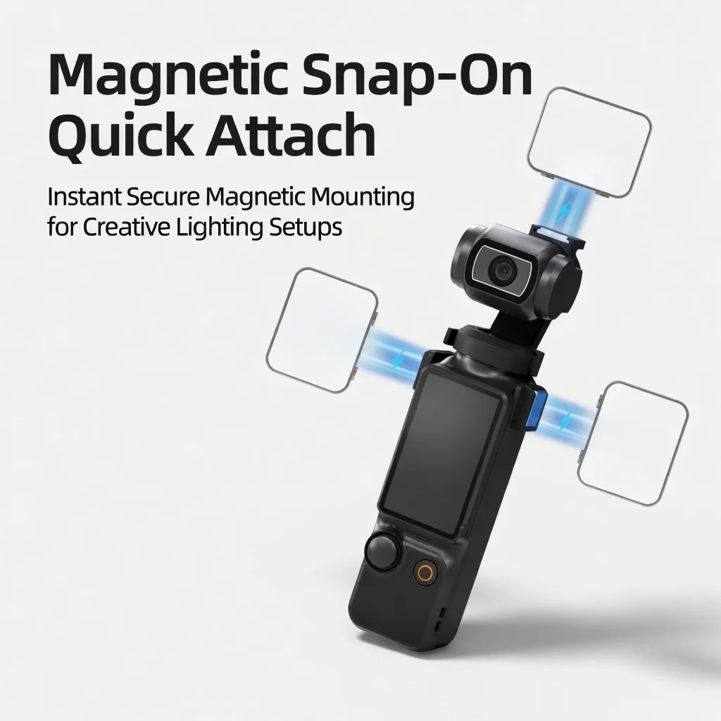 KVANNO WL-M01 미니 LED 마그네틱 필 라이트 DJI 오즈모 포켓 3 셀카용 충전식 포켓 라이트 액션 카메라 액세서리