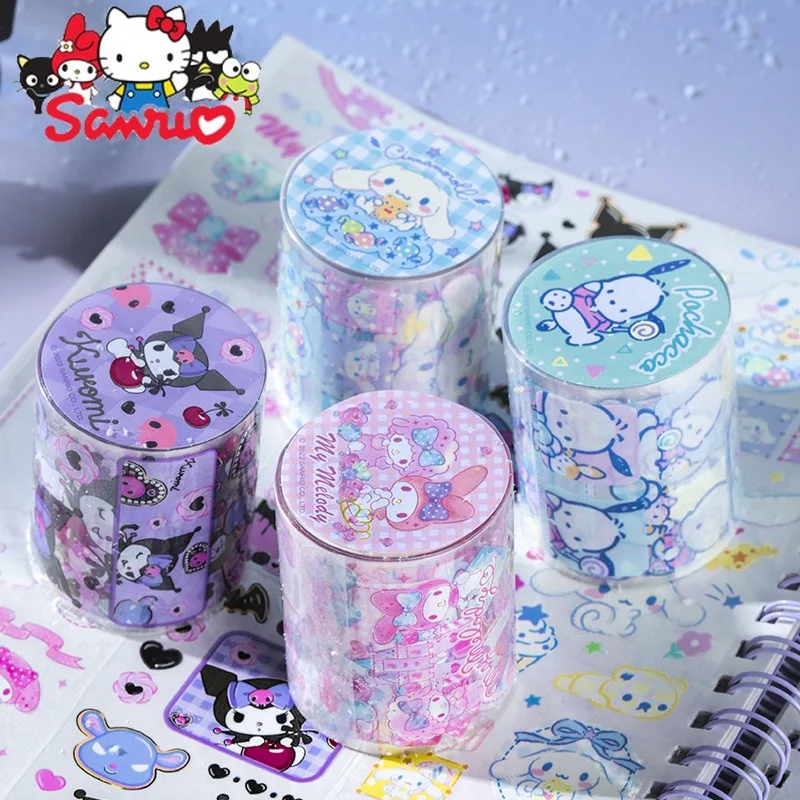 

MINISO Melody Kuromi Hello Kitty Cinnamoroll Pochacco 1Set (12Pcs) Special Oil Tape Student Stationery Handbook Sticker Tape