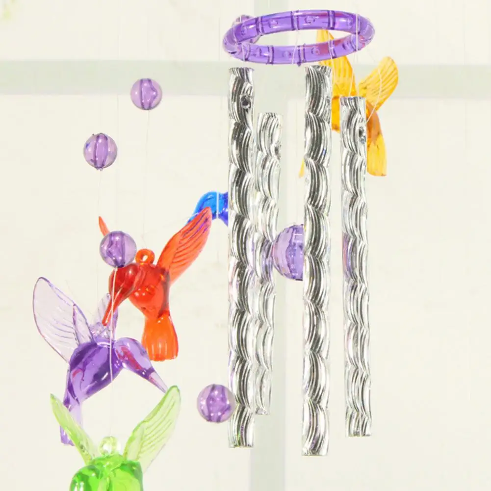 Lucky Humming Bird Wind Chime Bell Colorful Mobile Plastic Windchime Hummingbirds Garden Ornament Home Decor