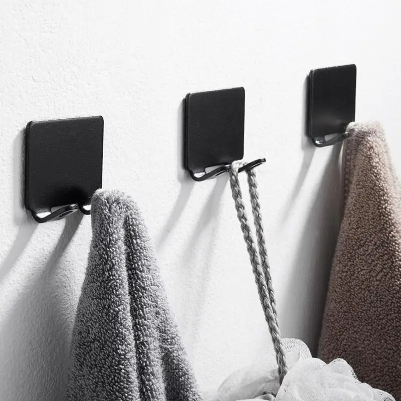Wall Mount Holder Punch-free Shower Washcloth Hanger Self Adhesive Waterproof Space Aluminum Shower Sponge Hook Bathrobe