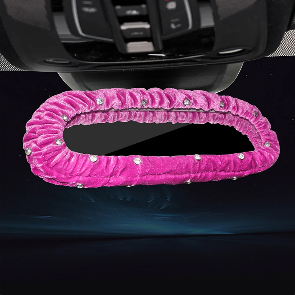 Car Diamond Interior Decoration Plush Auto Rearview Mirror Cover Plushie Reversing Decor Styling Car Accessories Gift rearview mirror cover