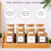 5oz Glass Jars Set with Spice Labels,Square Spice Jars with Bamboo Lids/Sticker Labels, Food Storage Container Canisters 5