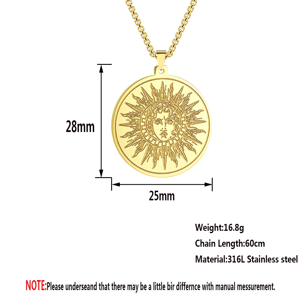 Women's Small Circle Sun Necklace in 14K Yellow Gold