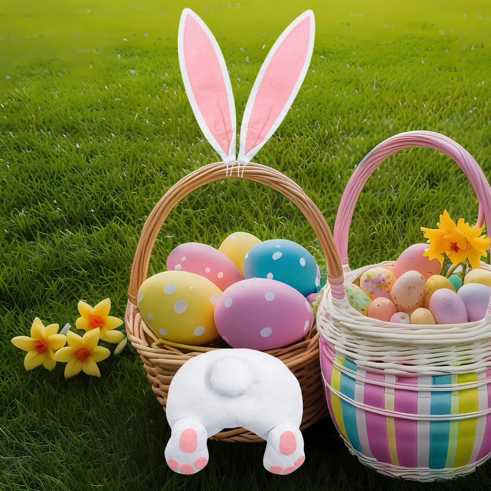 Buand Ears for Wreath Wreath Embellishment Cartoon Easter Decorations for Front Door Wreath Spring Outdoor Home Wall