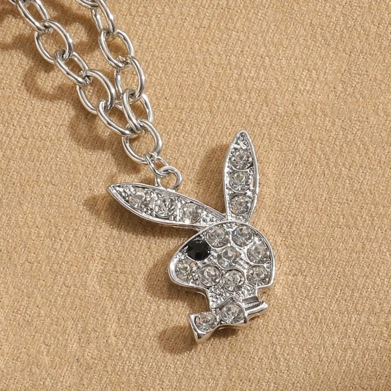 2025 New Fashion Net Red Zircon Rabbit Ladies Necklace Hip Hop Rock Pendant Necklace White Rabbit Clavicle Chain Jewelry Girl 6
