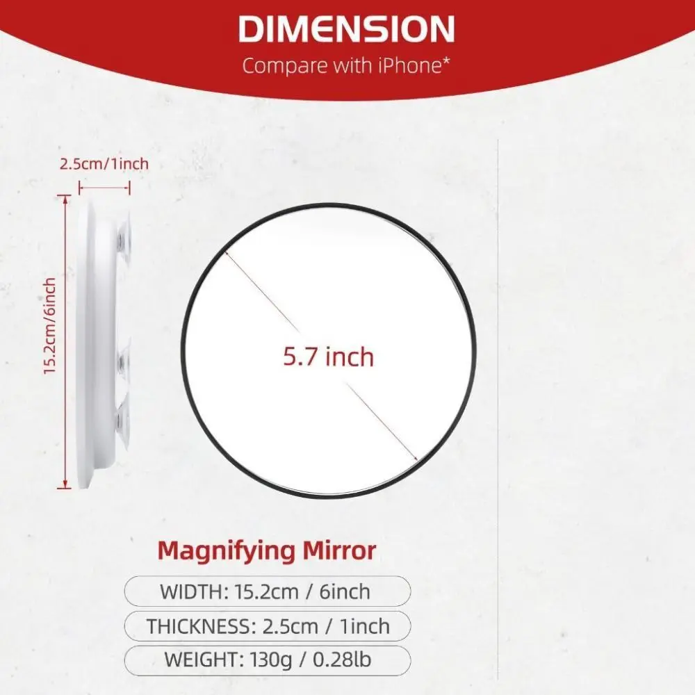 Compact 6-Inch Round Portable Magnifying Makeup Mirror - 30X Magnification for Travel and Vanity Use, Handheld and Desktop Stand