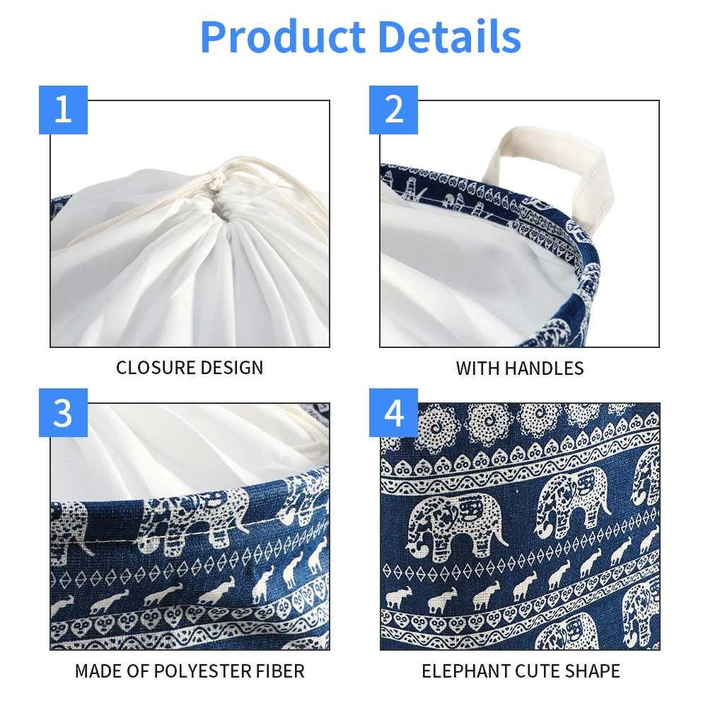 Large Free Standing Clothes Storage Pouch with Lid Toy Bag Bedroom Laundry Dirty Clothes Basket Drawstring Foldable Laundry Bag 5