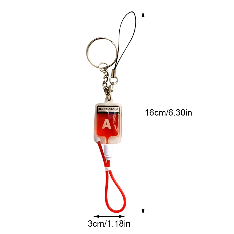 New Blood Type A B O Ab Rh Sick Plasma Pack Blood Bag Pvc Pendant Diy Jewelry Making Party Gift Charm Keychain Accessory Keyring