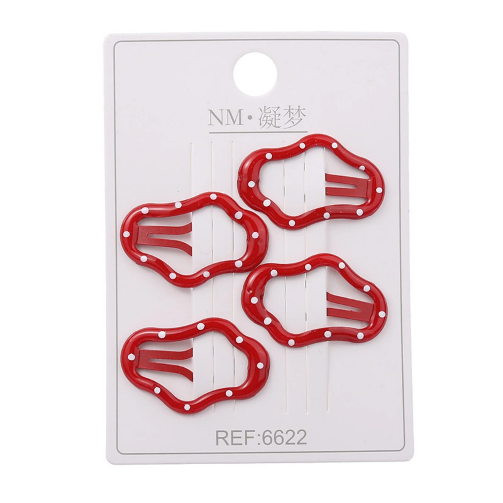 4PCS Red Pattern Hair Clip Sets, Multiple Shapes Star Bow Hair Accessories, Cute Red White Dot Hair Barrettes,Stylish Daily Hair