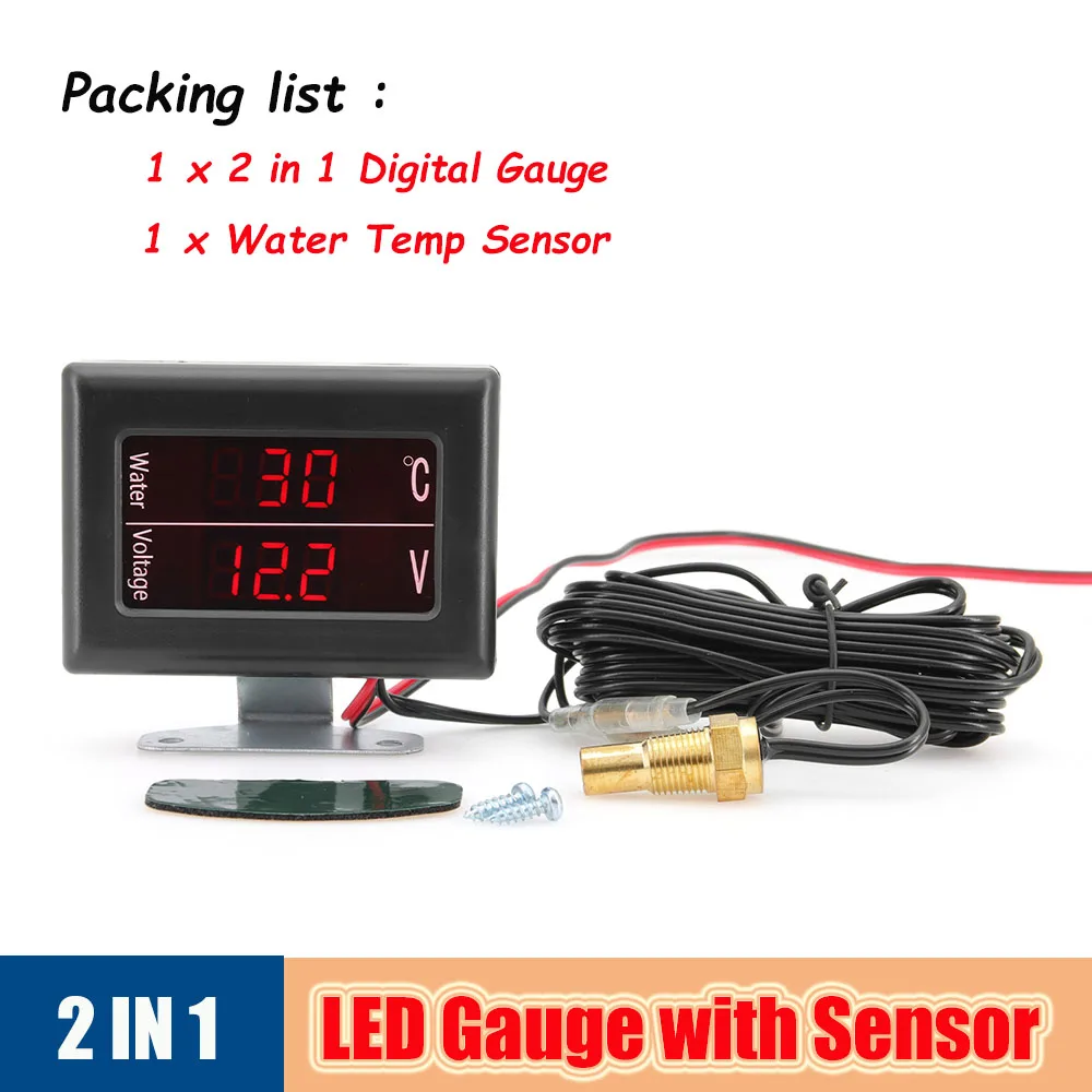 2in1DualLEDDigitalGaugeAutoCarWaterTemperatureVoltmeterAmmeterVoltMeterUniversalwithNPT1/8Sensor12V24V-AliExpress34