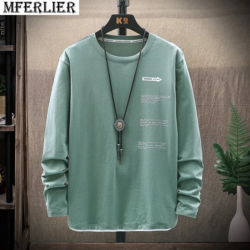 

autumn winter spring men letter tshirt long sleeve mferlier plus size 8XL 68 66 cotton tees tops