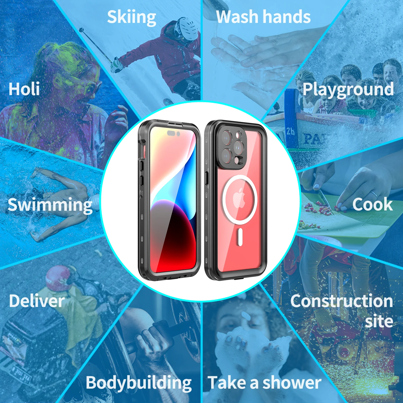 IP68 Waterproof Case On For iphone 15 Pro Max Case Shockproof Armor Diving Swim Wireless Charging Full Cover iphone15 Plus Capa