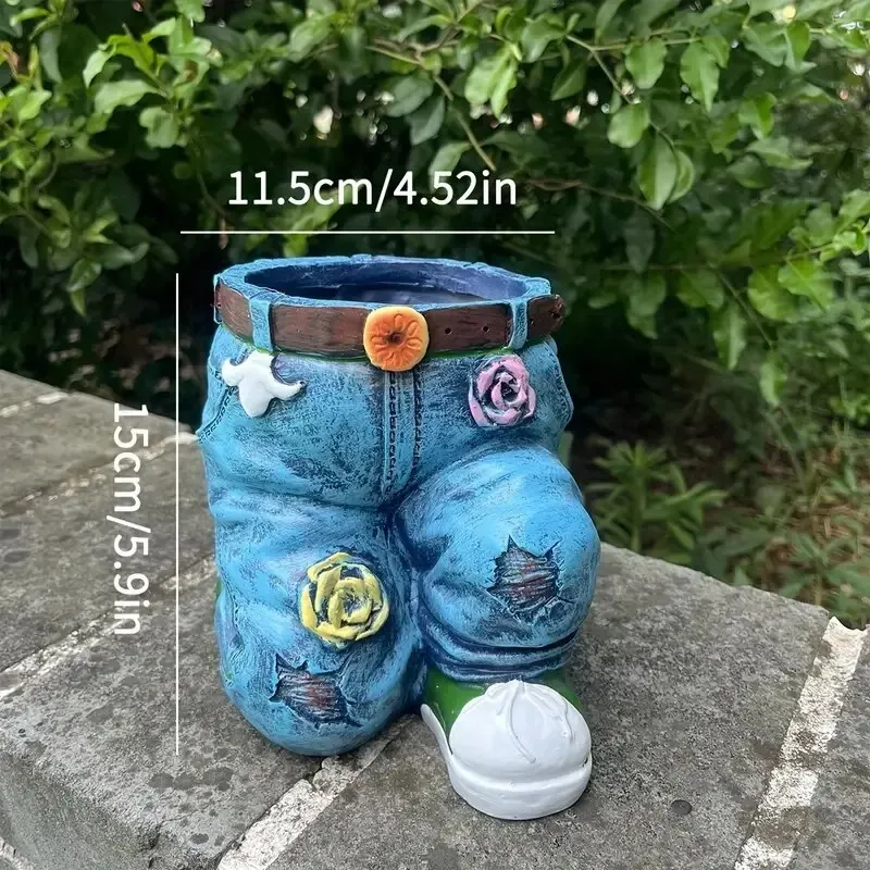 Resin Statue Jeans Pants Shape Flower Pot Succulent Pot for Indoor Outdoor 1pc