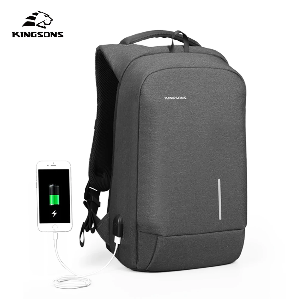 

Kingsons Men's Backpack Fashion Multifunction USB Charging Men 13 15 inch Laptop Backpacks Anti-theft Bag For Men