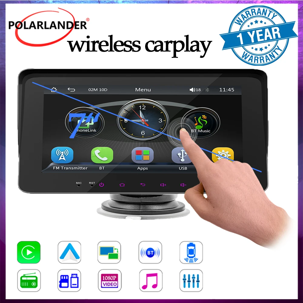

Car Multimedia Player Touch Screen Car MP5 Player Wireless Carplay Android Auto Airplay Bluetooth Portable Monitor 7"
