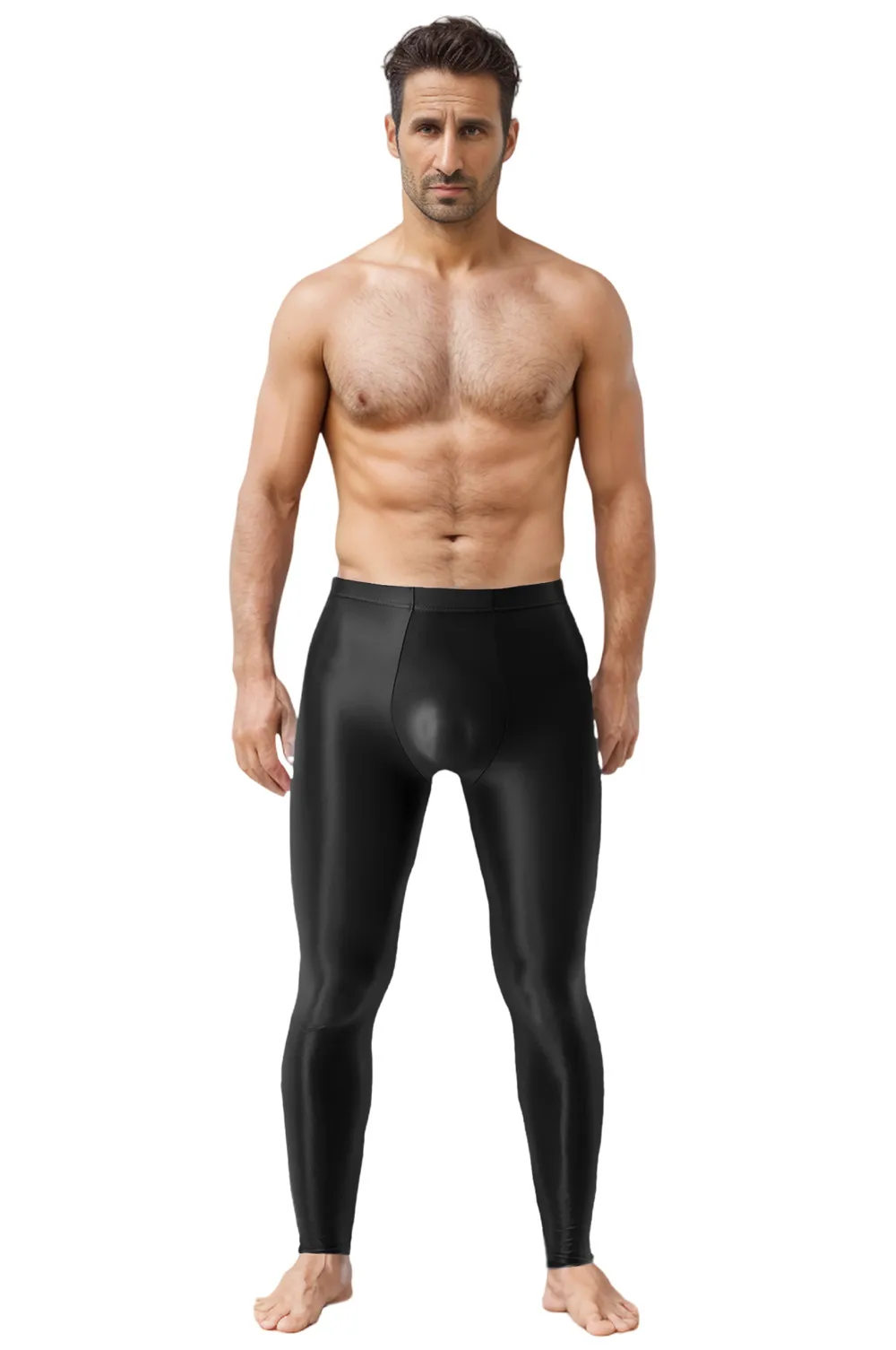 Sexy Men Pants U Convex Bulge Pouch Silky Smooth Slim Fit Casual Pants High Elastic Mid Waist Solid Candy Color Tights Leggings